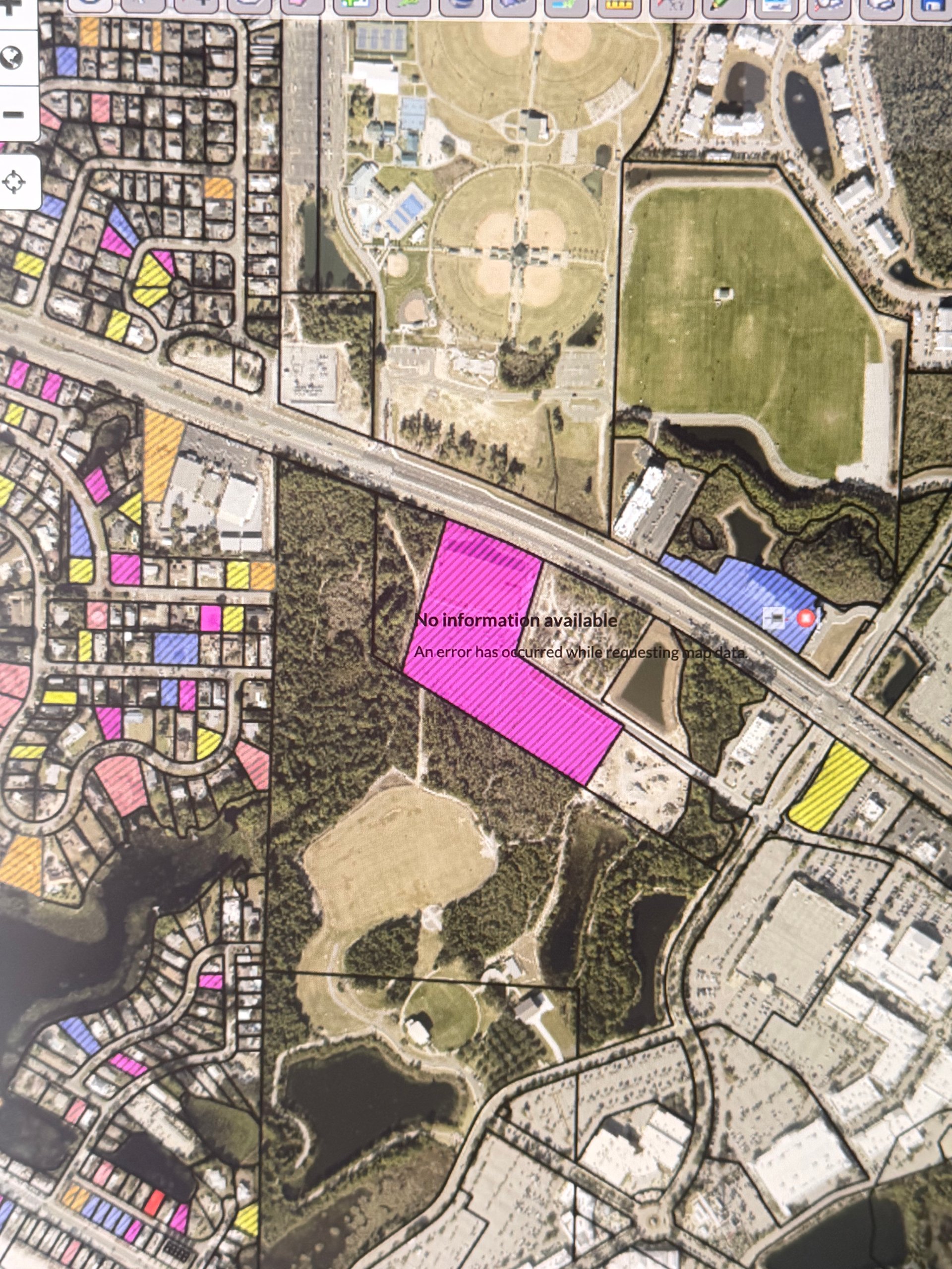 Panama City Beach planning map identifying a proposed development area near Pier Park