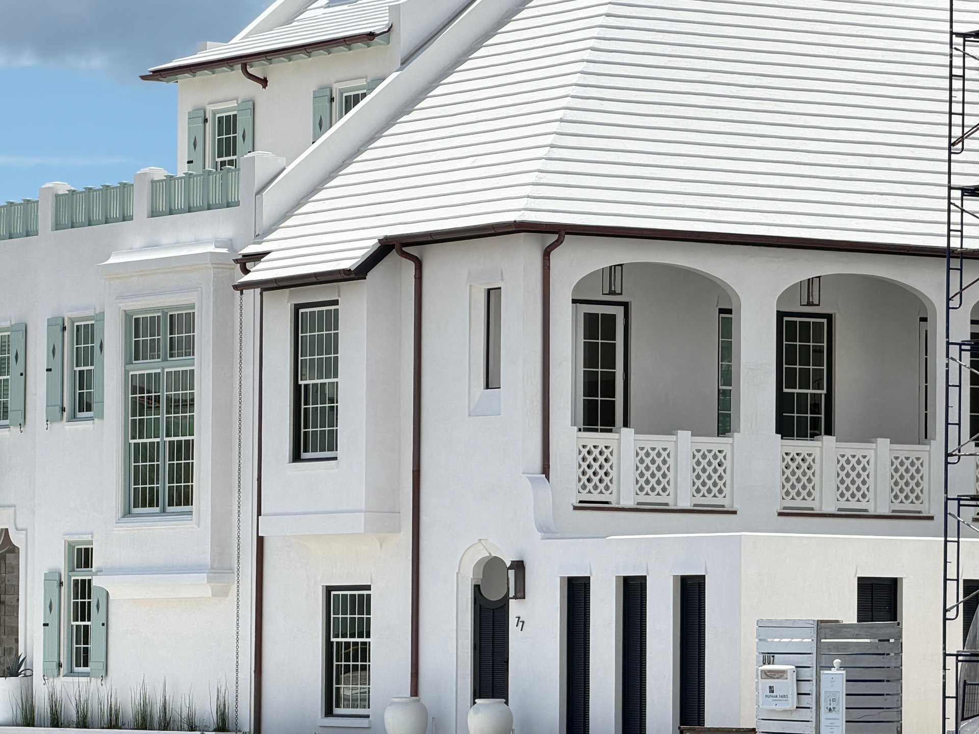 White home with continuing construction in Alys Beach Florida