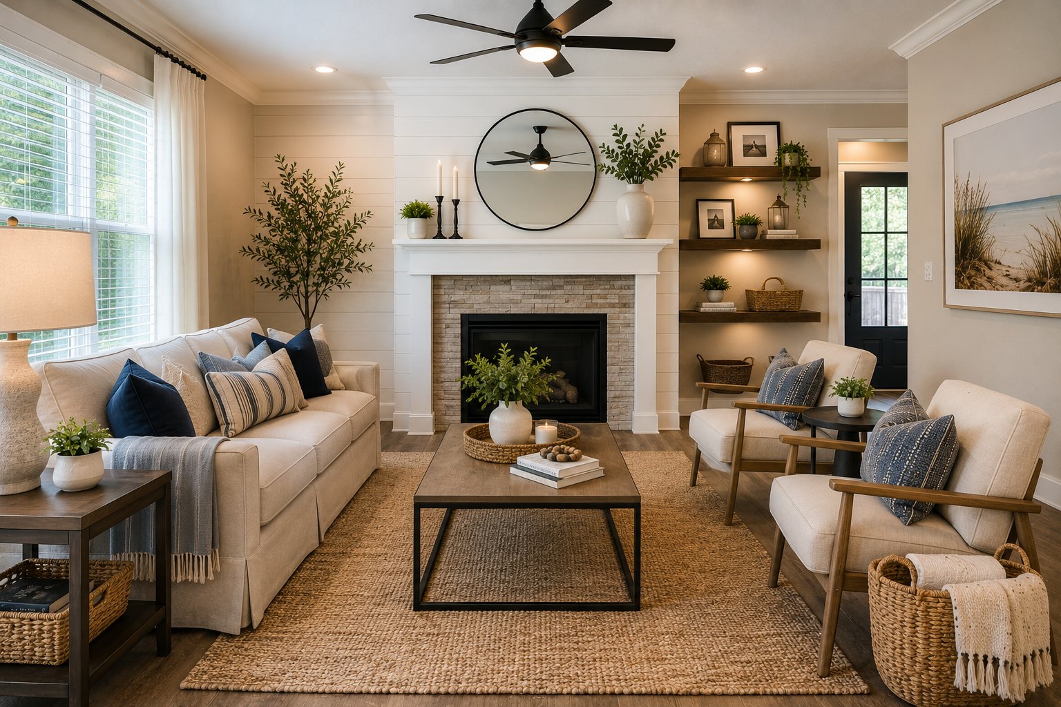 Coastal-style new-construction model home interior in Ward Creek Panama City Beach