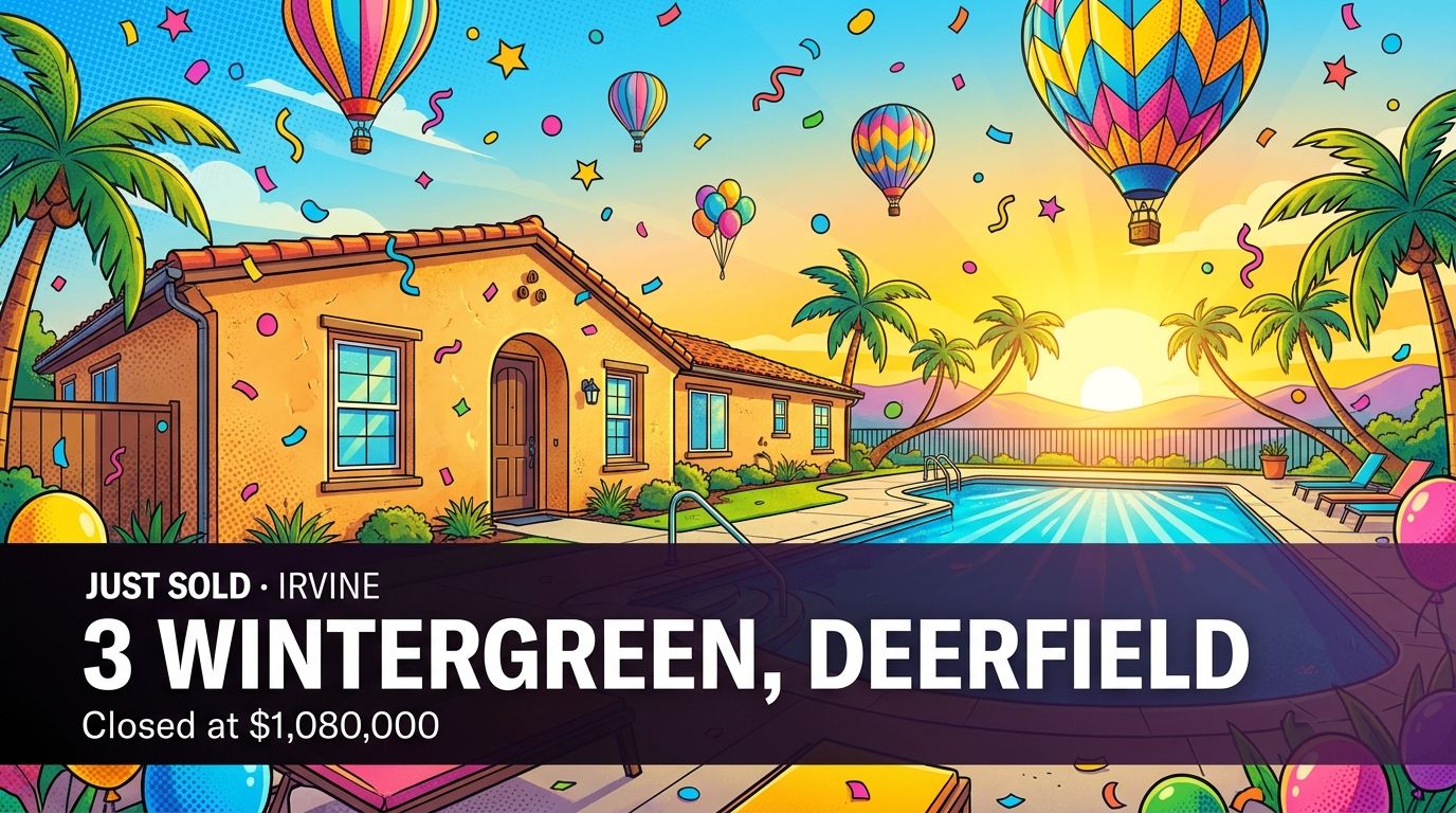 Sold in Irvine: 3 Wintergreen Closes at $1,080,000