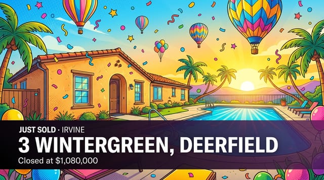 Sold in Irvine: 3 Wintergreen Closes at $1,080,000