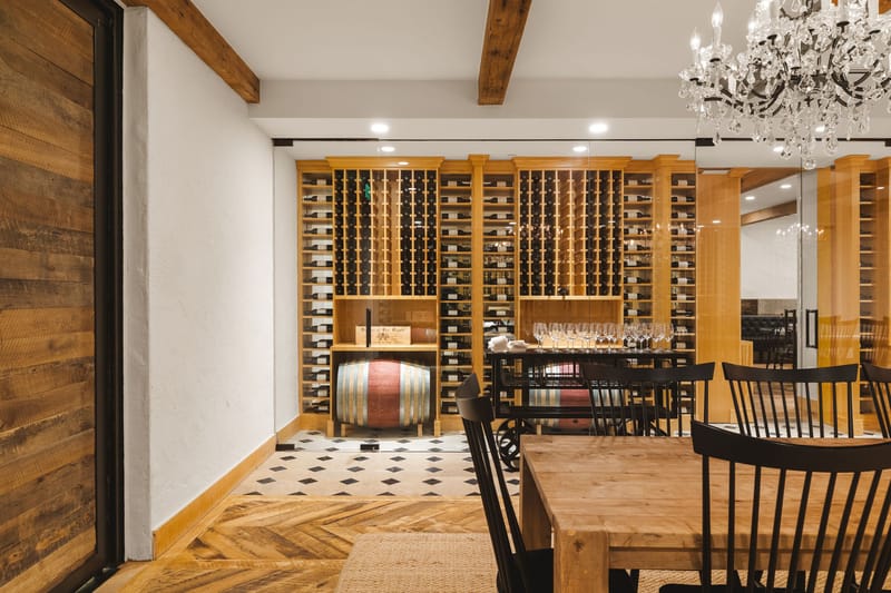 Wine cellar and tasting room at Bleu Ciel