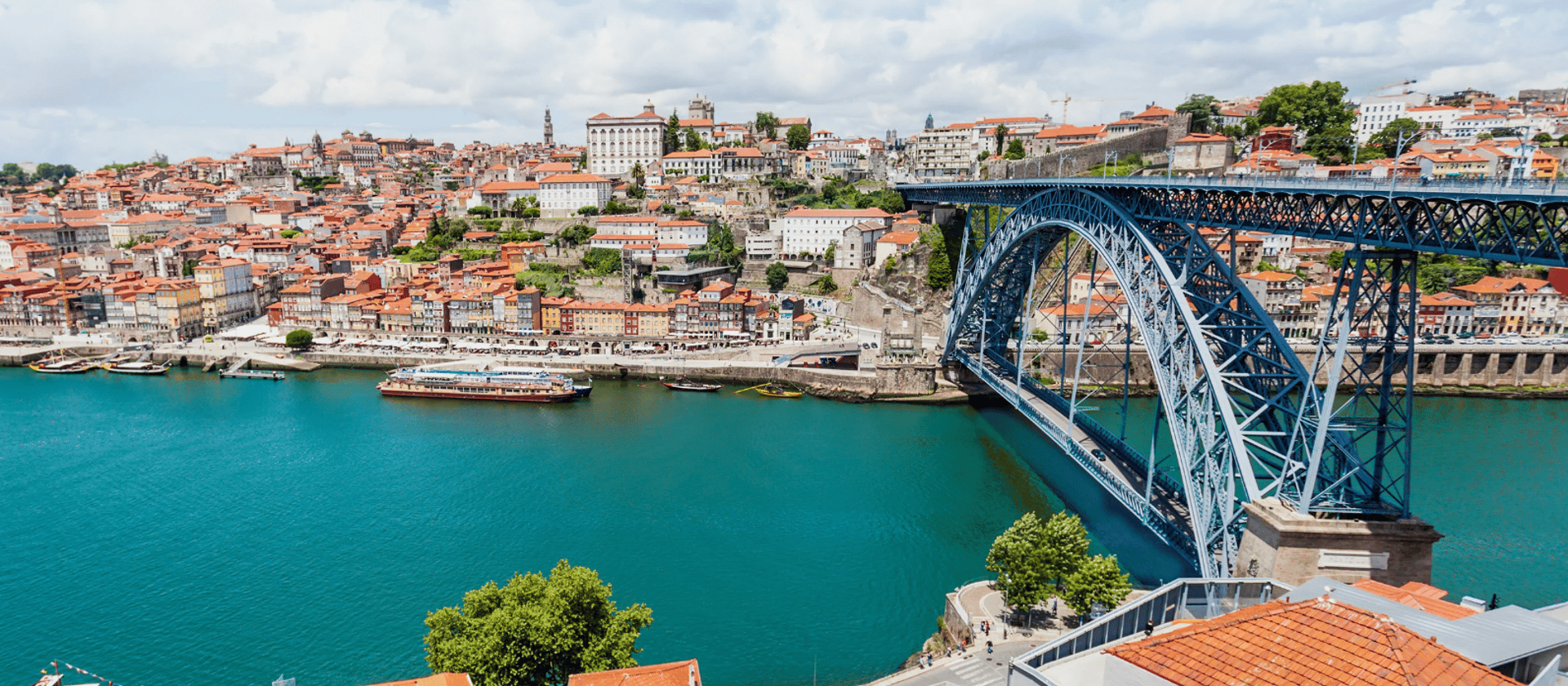 Porto&rsquo;s Ribeira quarter and the Dom Lu&iacute;s bridge over the Douro