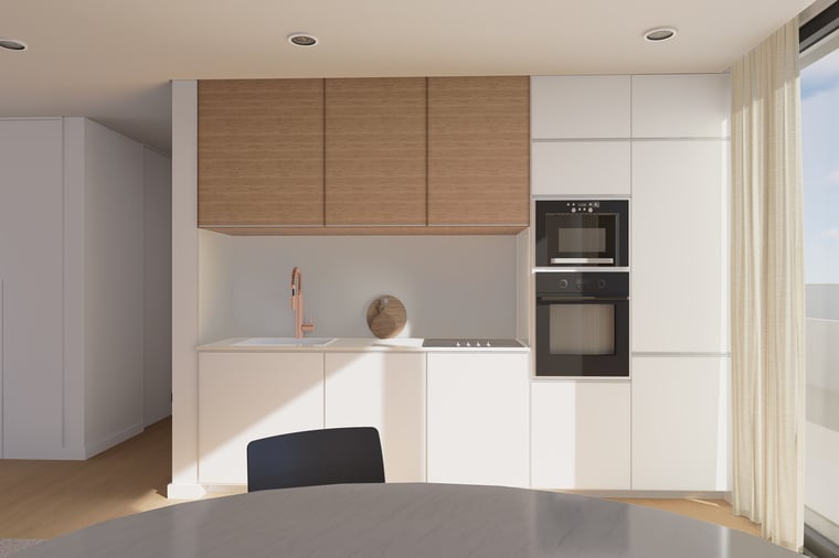 The kitchen of the Lagos apartment