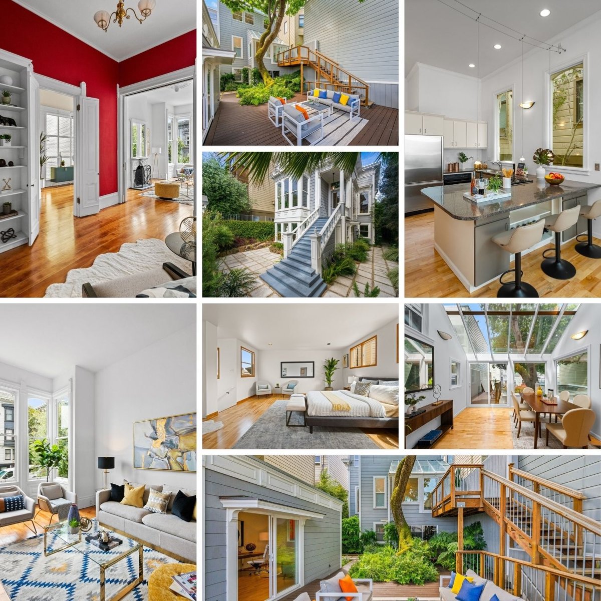 Interiors across the three units at 436 Oak Street, Hayes Valley, San Francisco