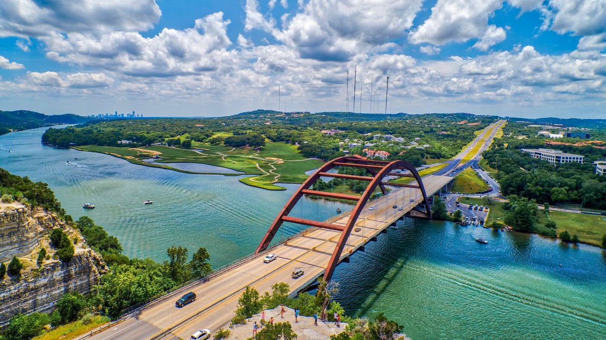 Lake Austin waterfront homes along the constant-level shoreline between Tom Miller Dam and Mansfield Dam in Austin, Texas
