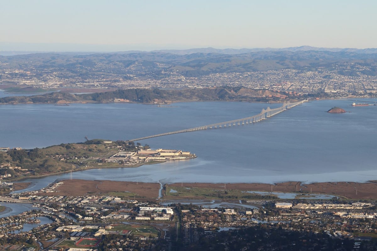 Point Richmond shoreline and San Francisco Bay from the air