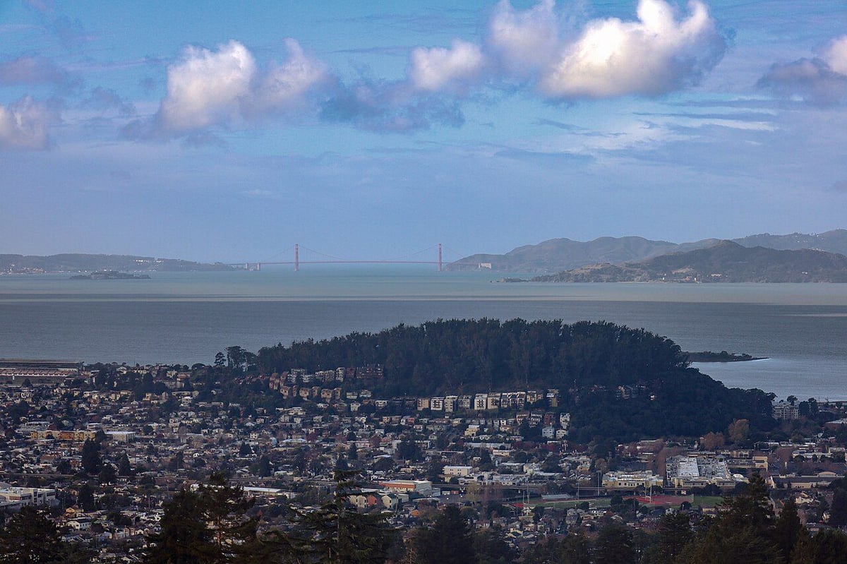 Albany Hill and the Golden Gate seen from Kensington California