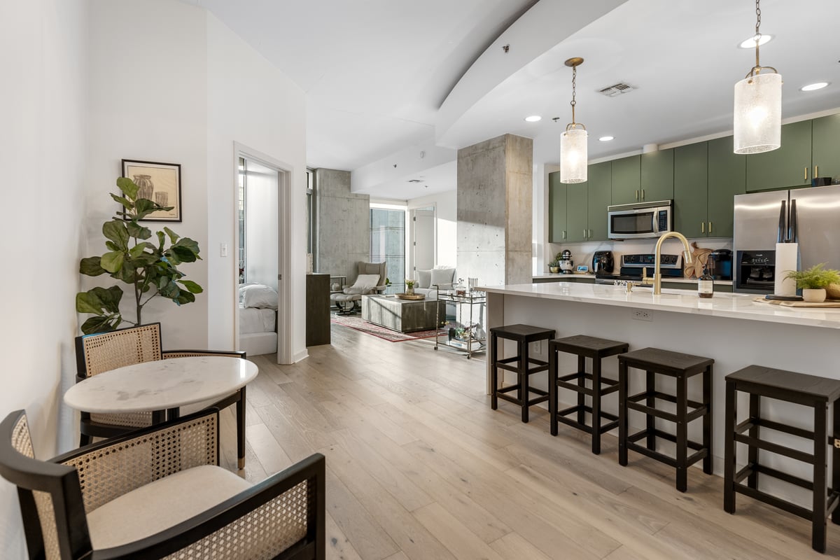 Kitchen and dining area in Henson Team Nashville condo reference photography