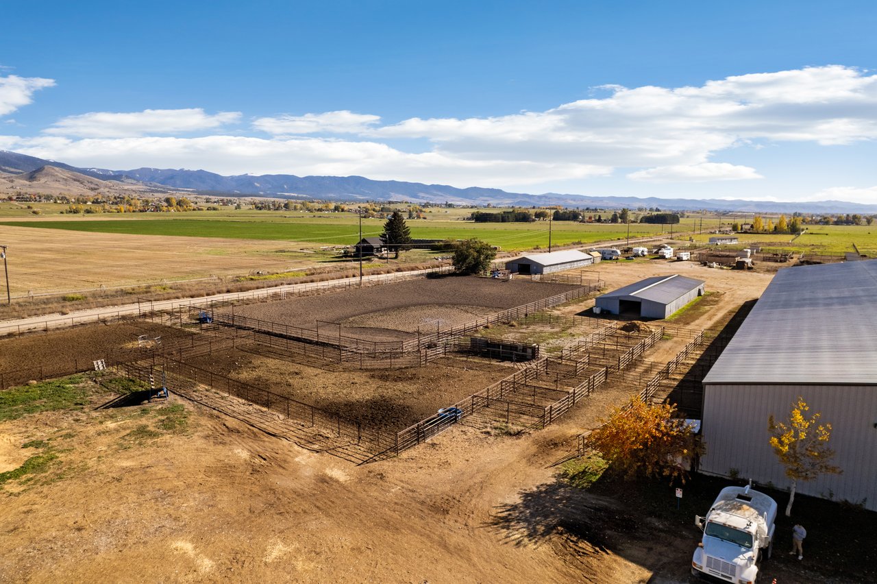 Horse barns, stalls, and paddocks at 5C Arena & Event Center in the Bitterroot Valley