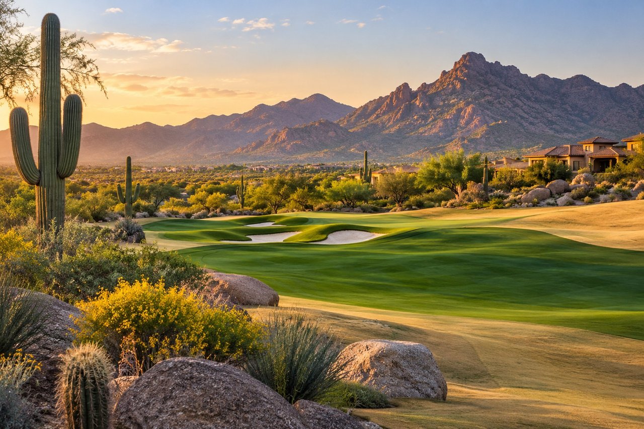North Scottsdale desert golf course during fall golf season.