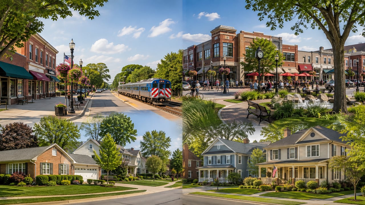 Mount Prospect vs Palatine downtown and home styles