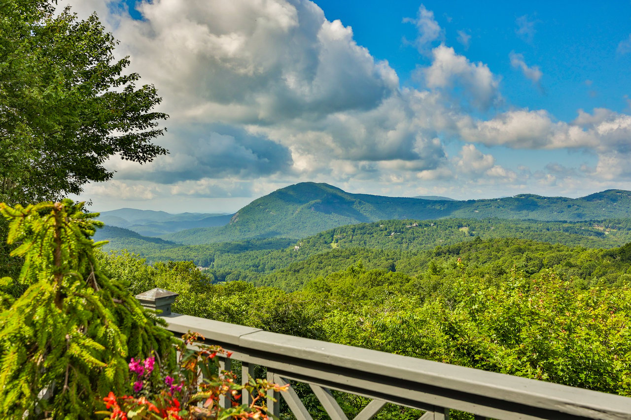 Blue Ridge view toward Whiteside Mountain from a deck in Big Sheepcliff, Cashiers NC