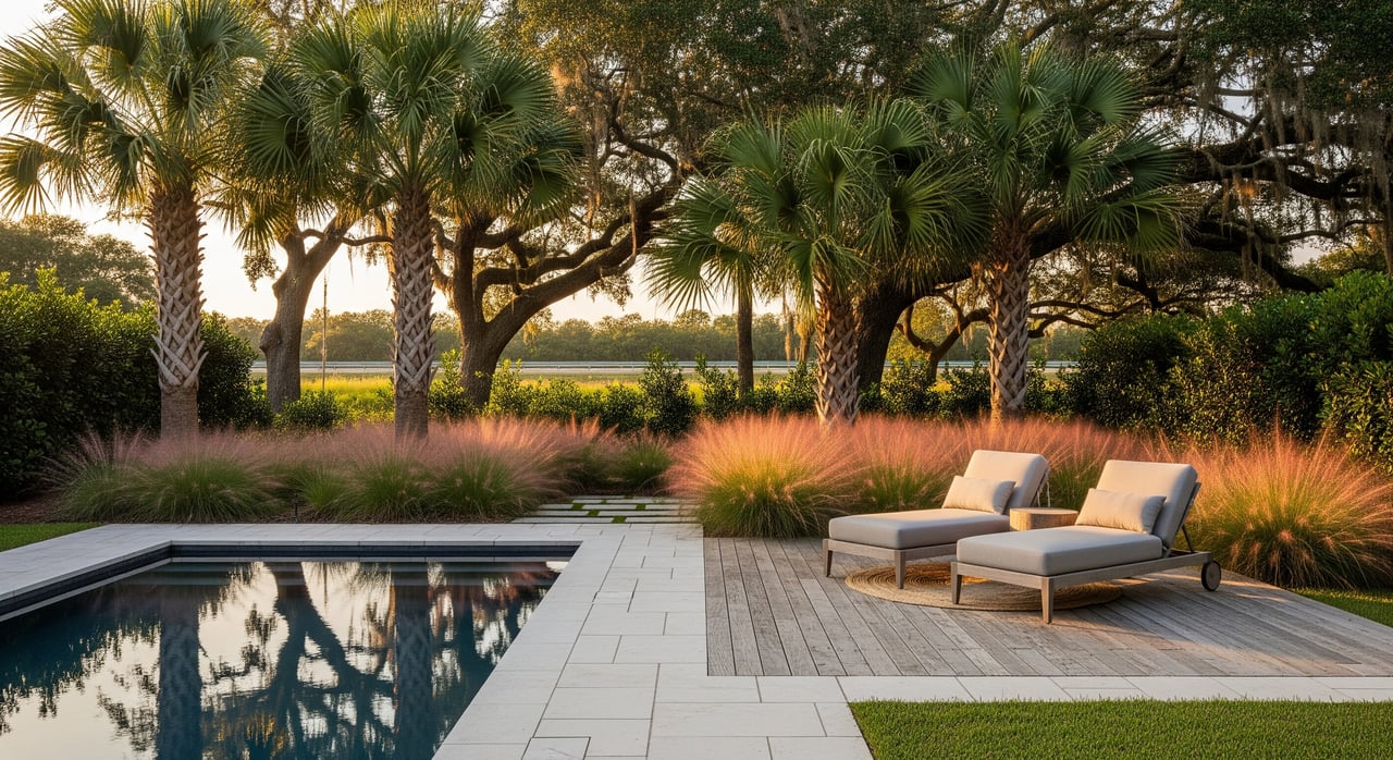 Quiet Yard Design Along Youngsville Hwy Near Sabal Palms
