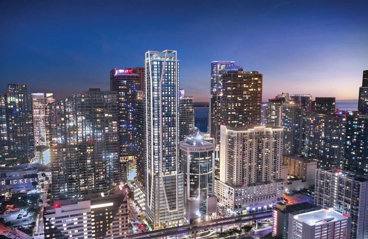 May 2025: Construction Financing Sign Posted at 61-Story Brickell Gateway Site