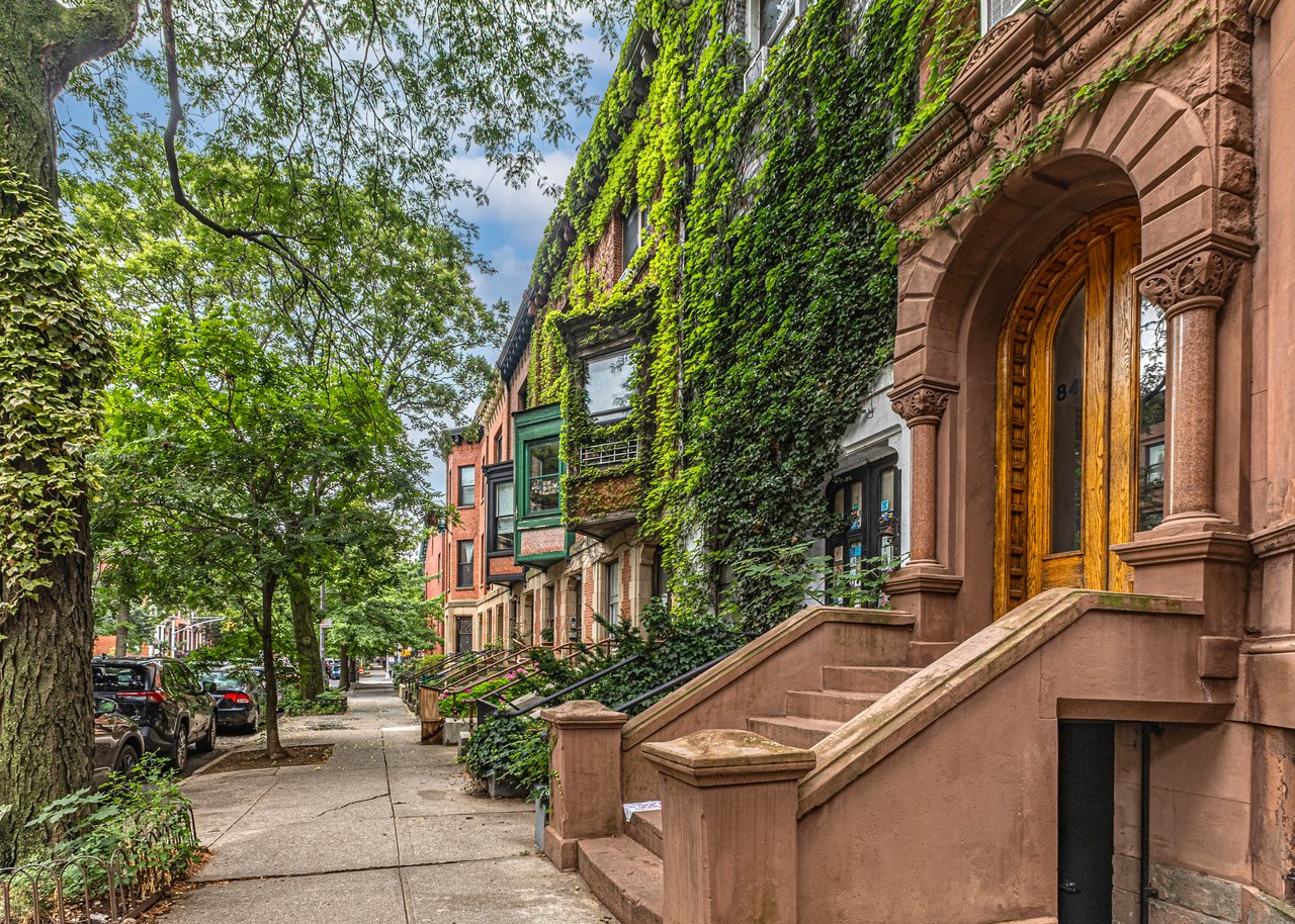  Historic brownstones, townhouses, and multifamily homes along Chauncey Street in Bedford-Stuyvesant, Brooklyn.