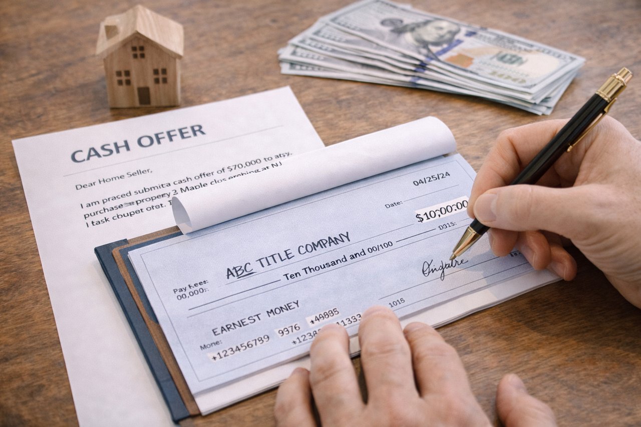 Earnest money deposit for a home purchase in New Jersey