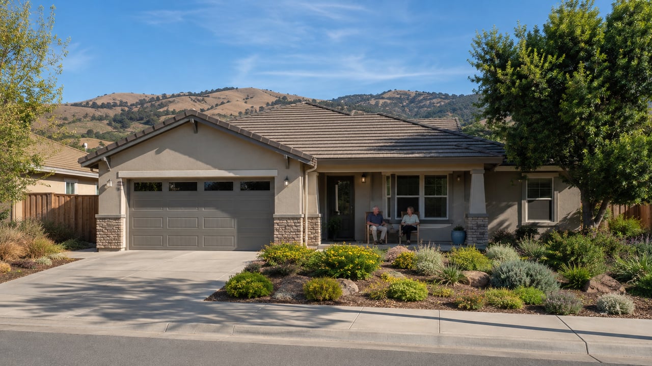Well-maintained San Luis Obispo County home with durable exterior materials, simple landscaping, and practical access.