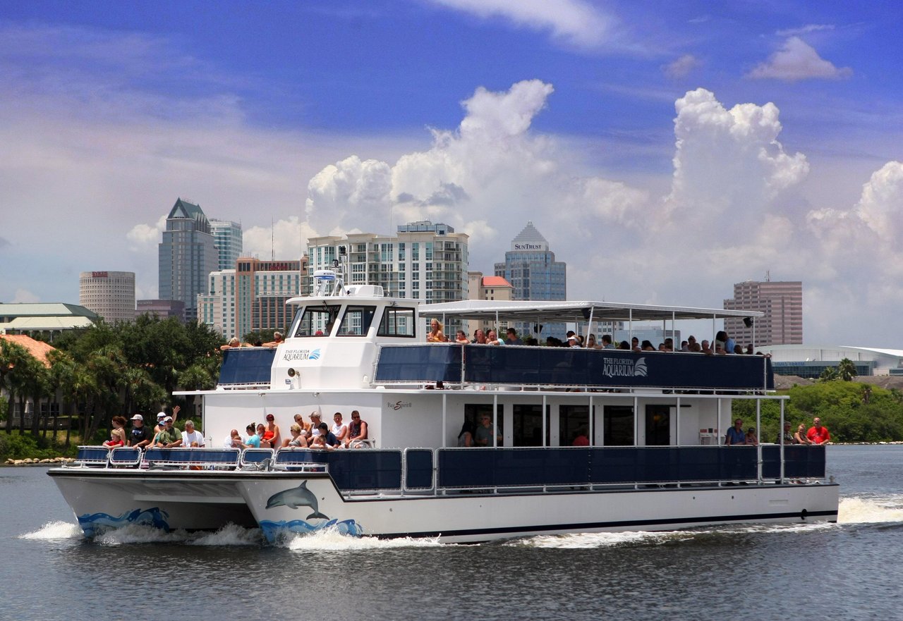 Boat cruise on Tampa Bay during sunset