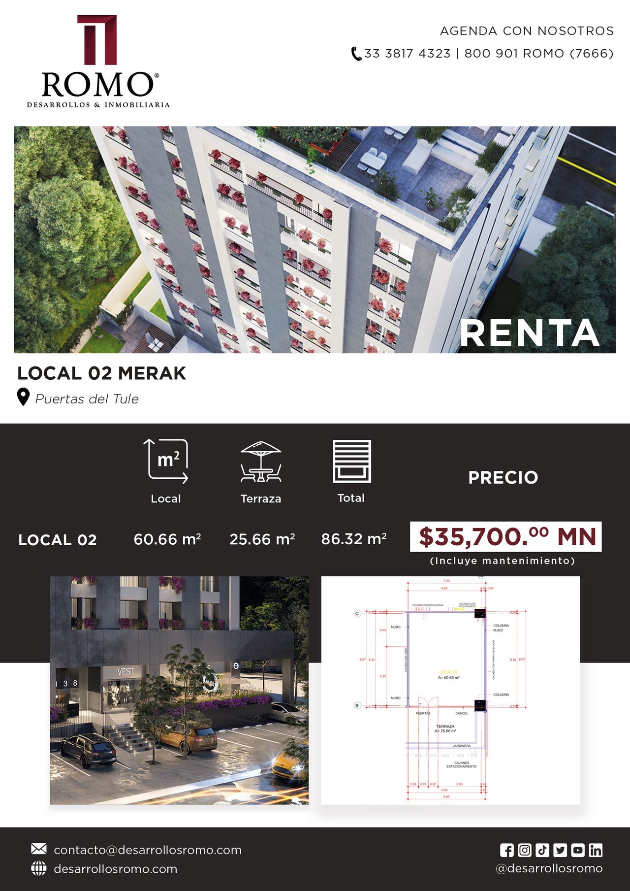 LOCALES EN RENTA EN PLANTA BAJA DE DESARROLLO MERAKWESTOWER