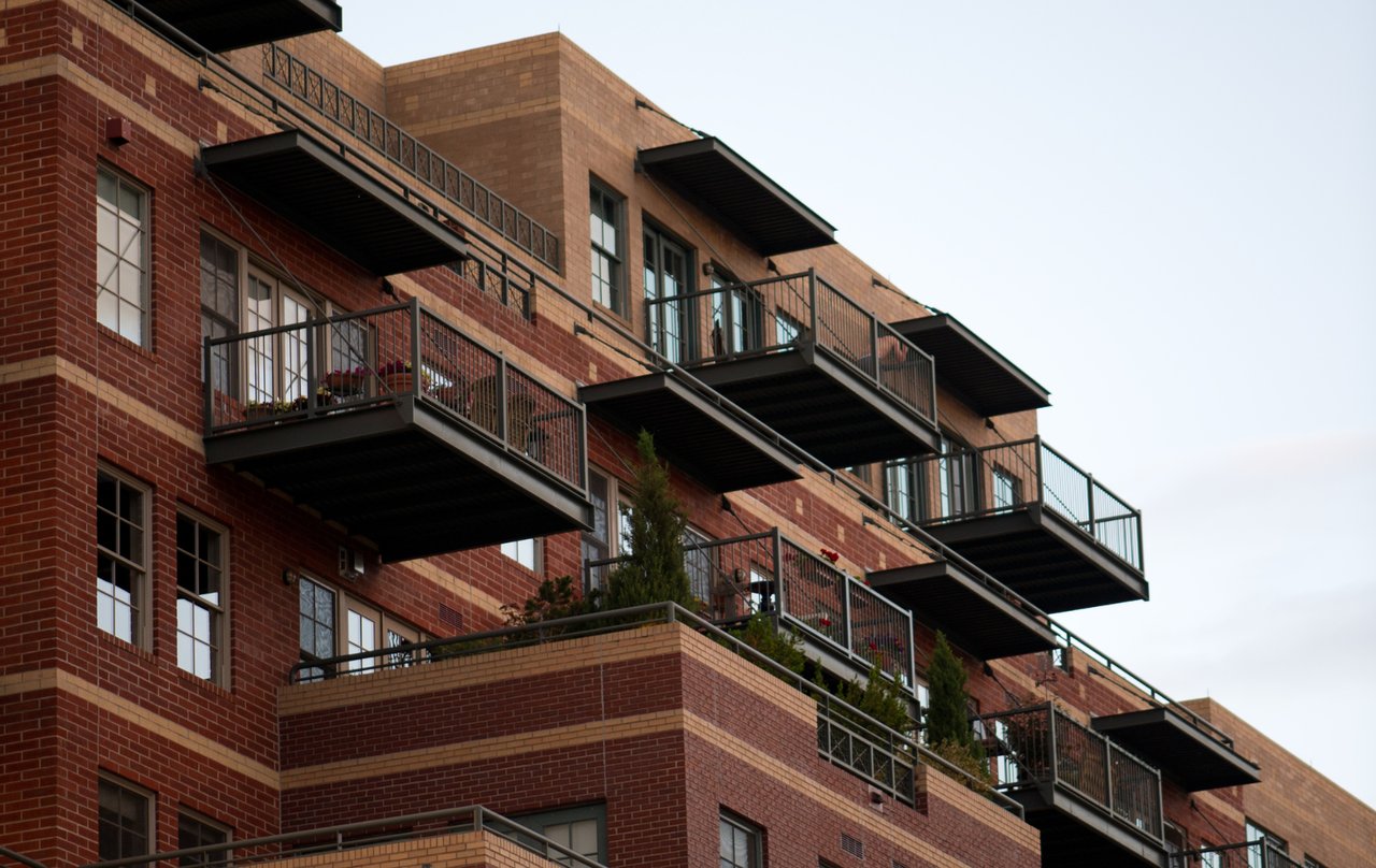 Balconies in downtown Denver loft building 