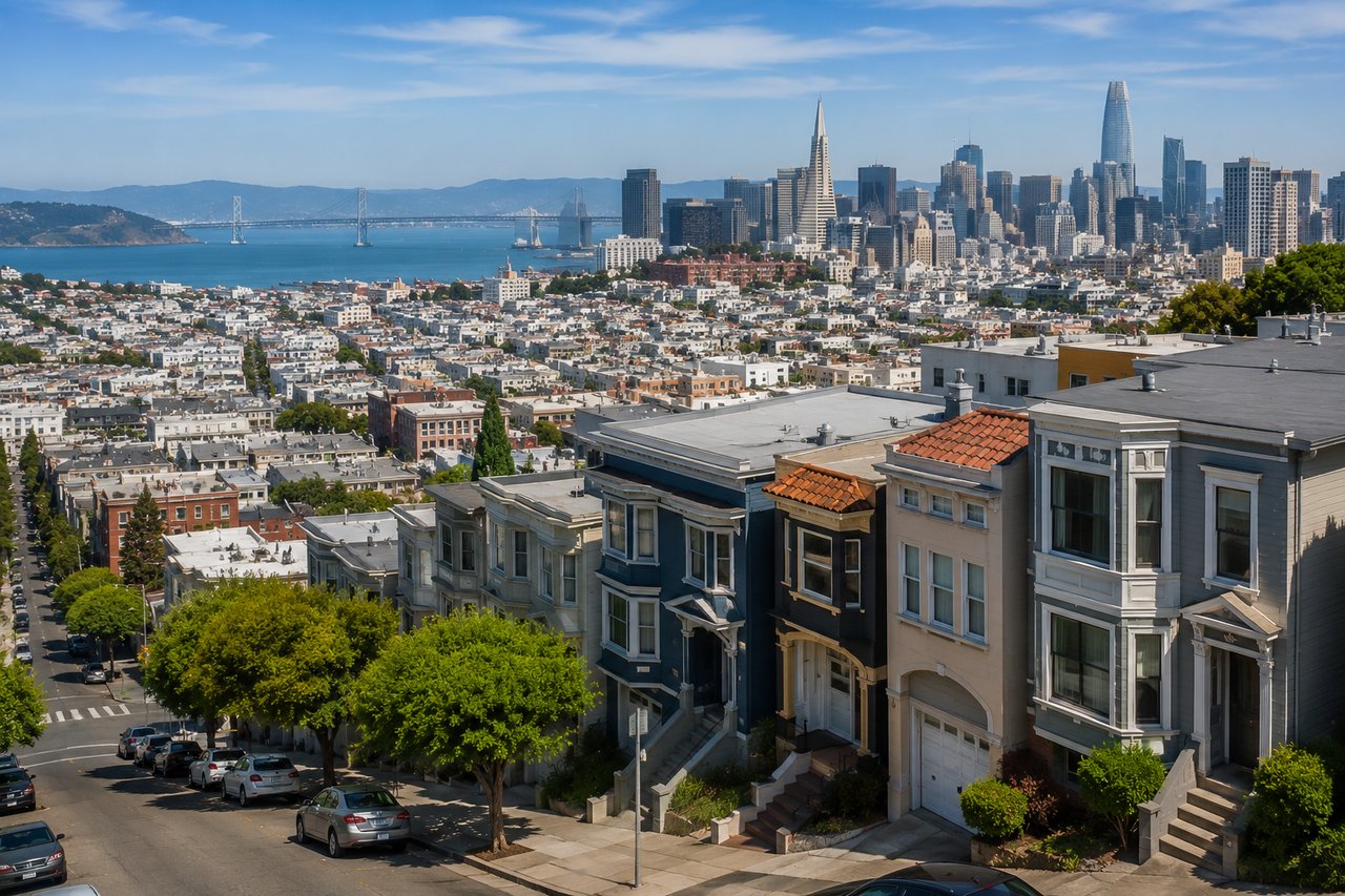 San Francisco neighborhood and skyline view for Monica Pauli’s guide to comparing Marina, Presidio Heights, Lake District, Noe Valley, Sea Cliff, Richmond District, and Nob Hill homes.