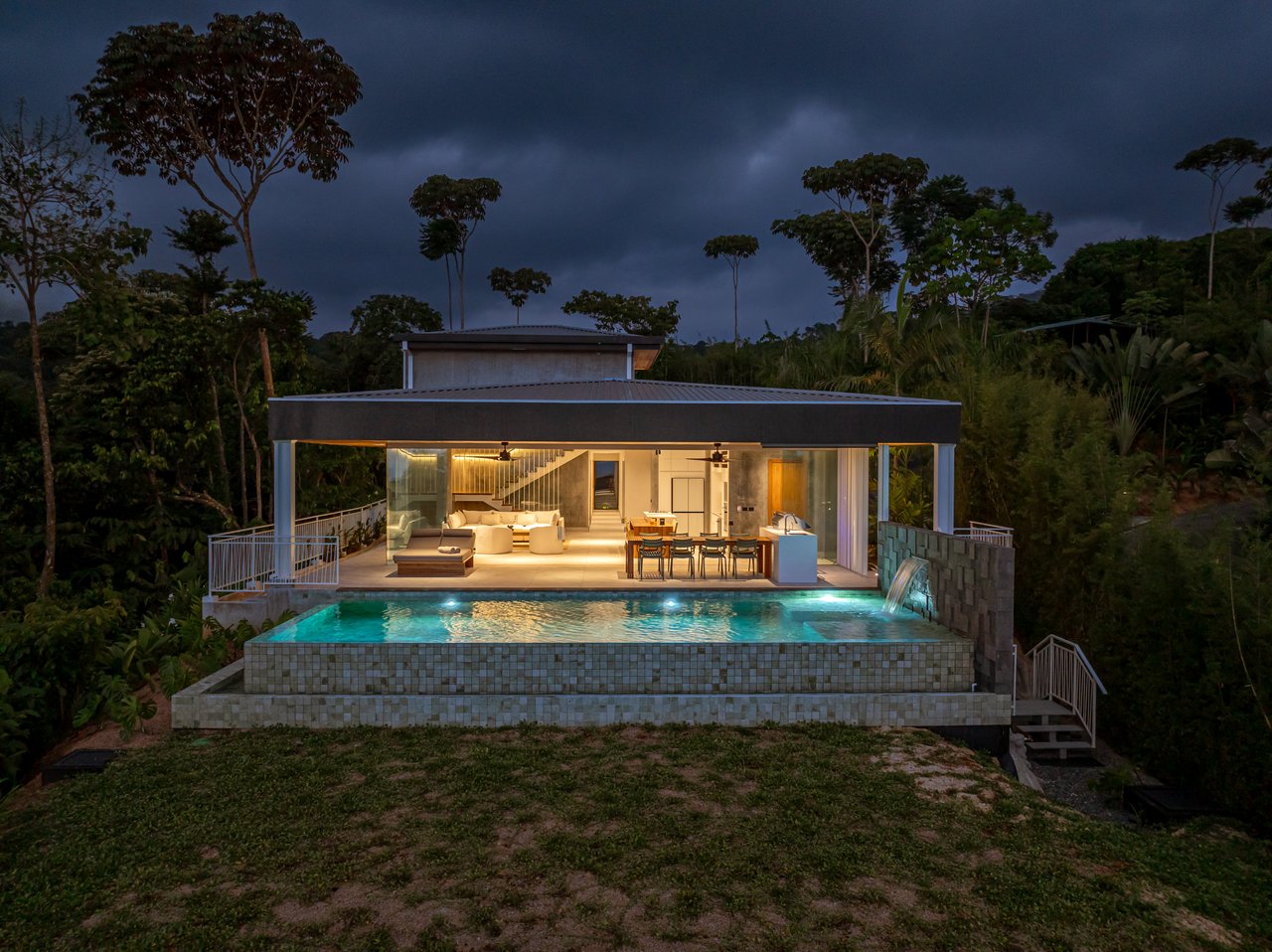 New contemporary tropical villa boasts with a movie theater and views of the iconic whale’s tail