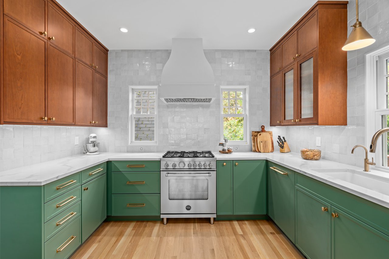 Brown and green kitchen remodel in West Seattle by STS Construction Services