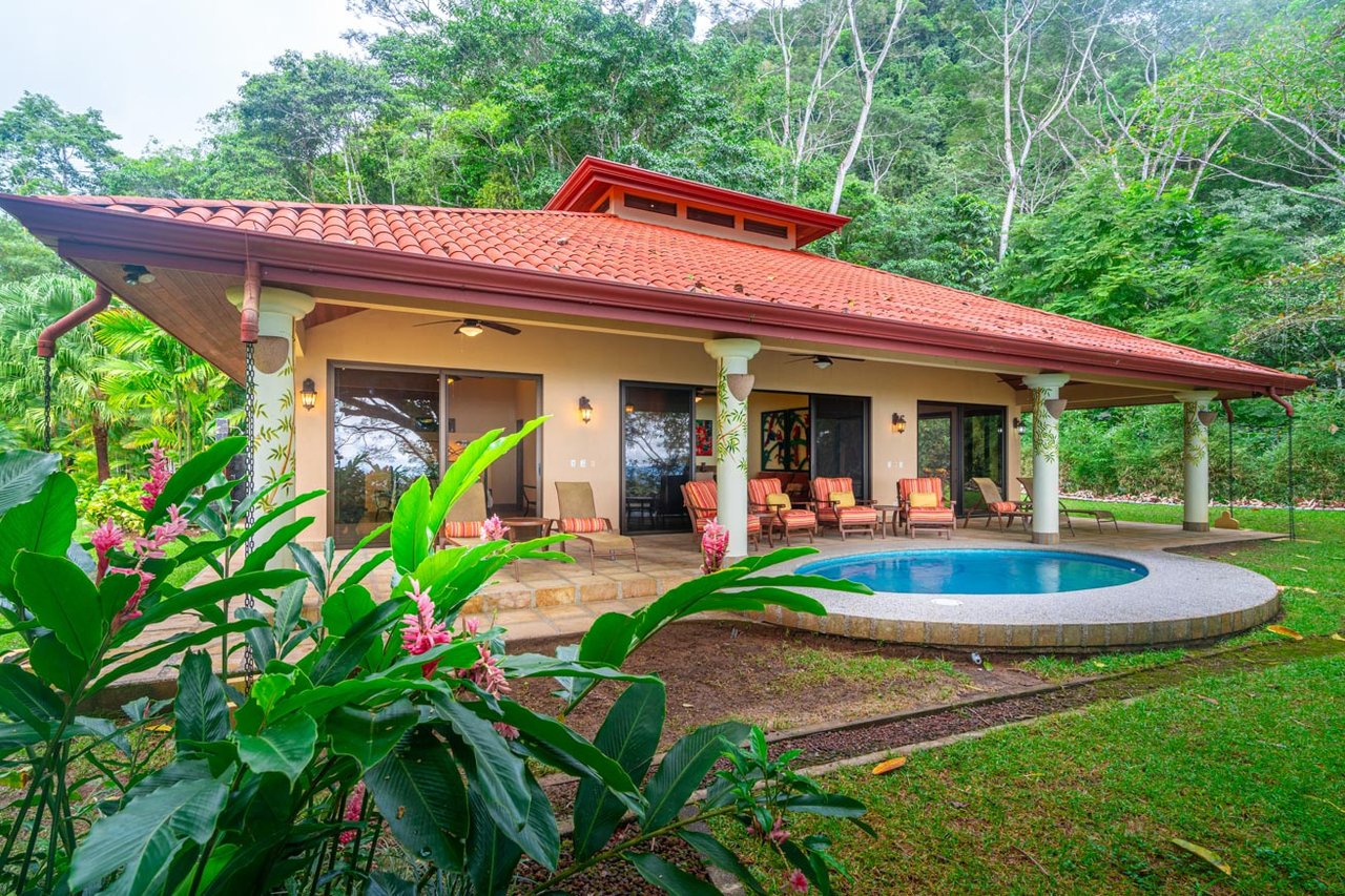 Ocean, jungle & mountain views on a meticulously landscaped 3-home family compound