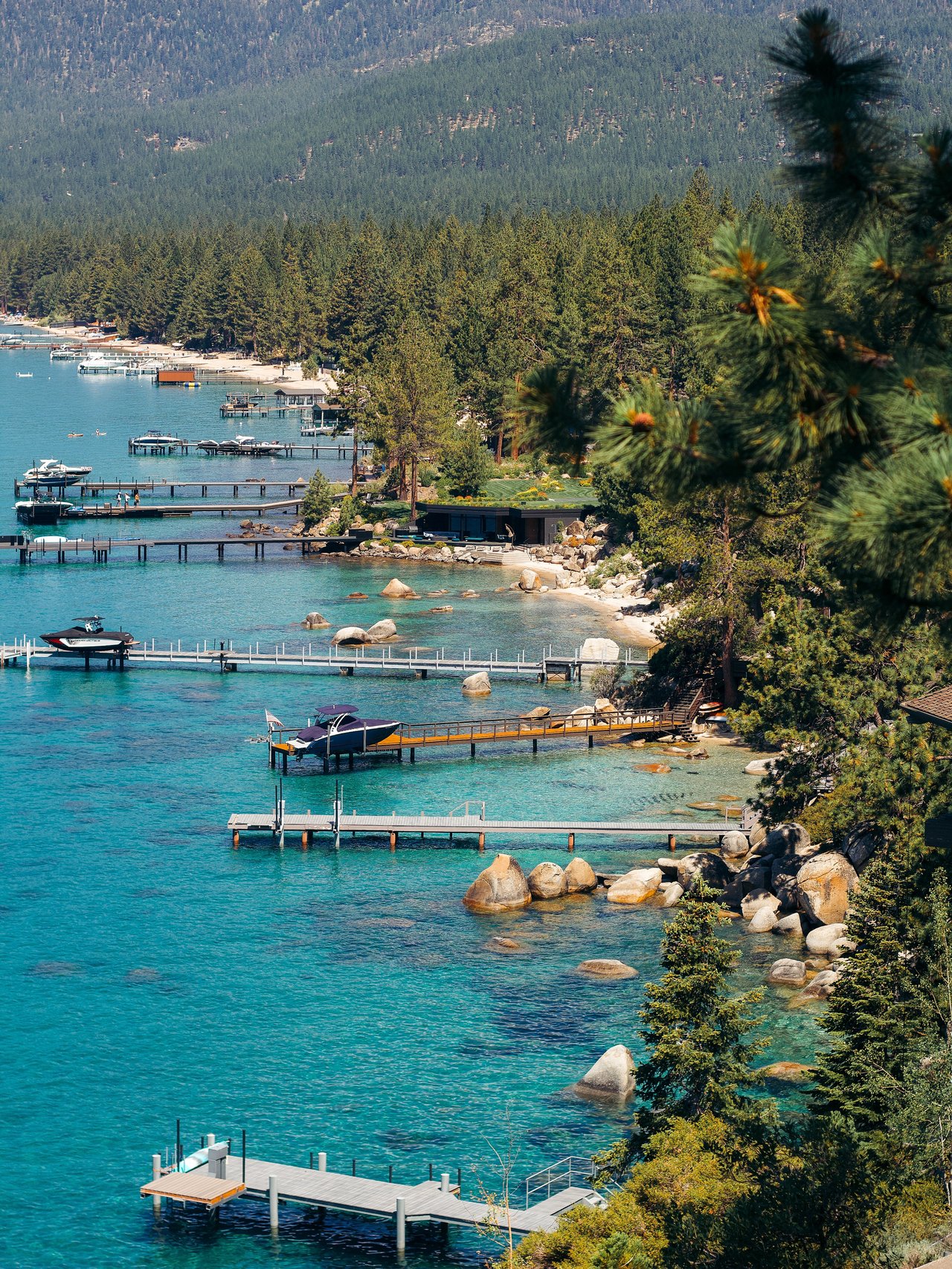 Lakefront estate on Lakeshore Boulevard in Incline Village with a private pier on Lake Tahoe