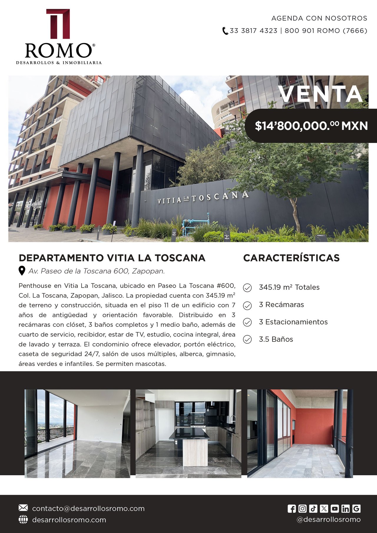 Departamento en Venta Vitia La Toscana $14'800,000.00 MN