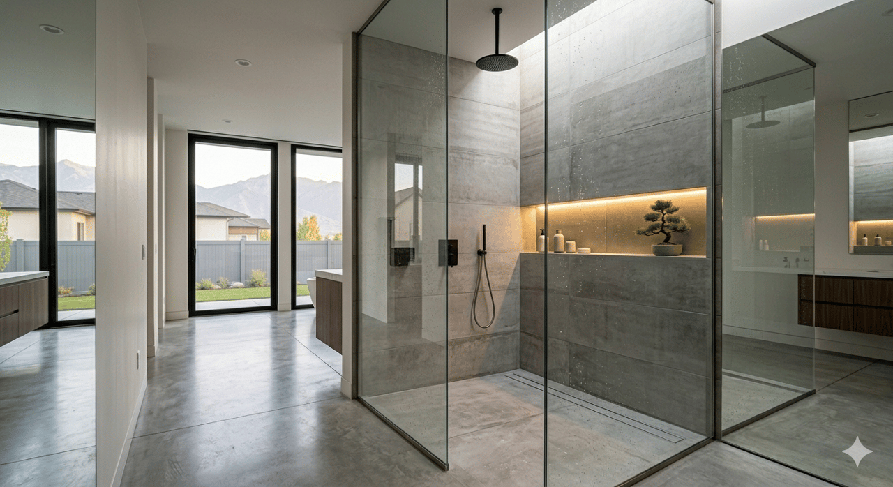 Modern walk-in shower