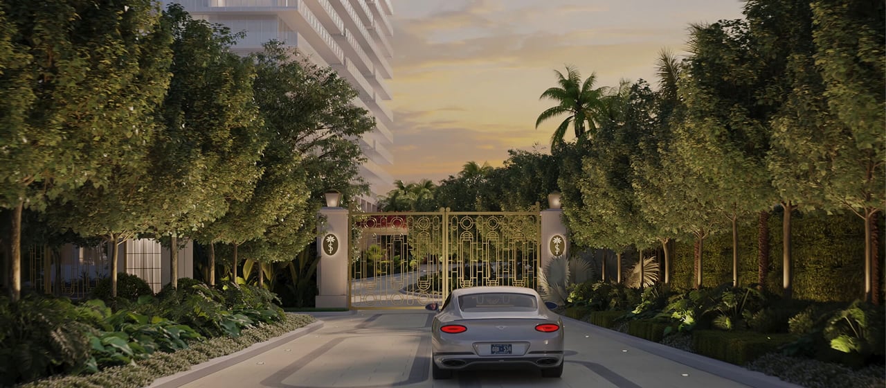 Shell Bay residential arrival rendering in Hallandale Beach.