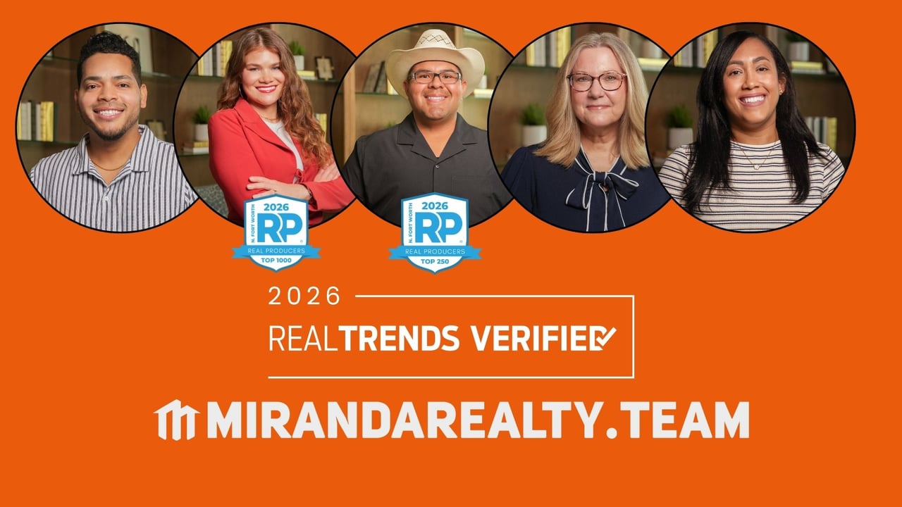 Miranda Realty Team, North Fort Worth real estate agents, featured with RealTrends Verified and Real Producers rankings badges