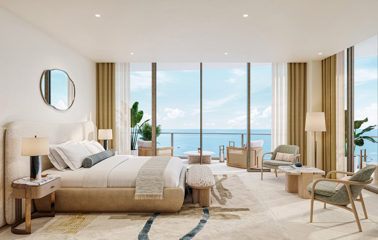 St. Regis Bahia Mar Fort Lauderdale residence bedroom rendering.