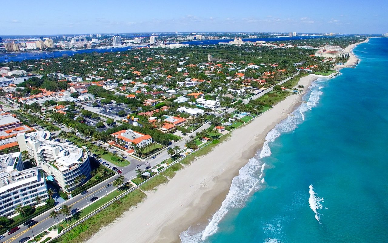 arial shot of palm coast fl and the beaches