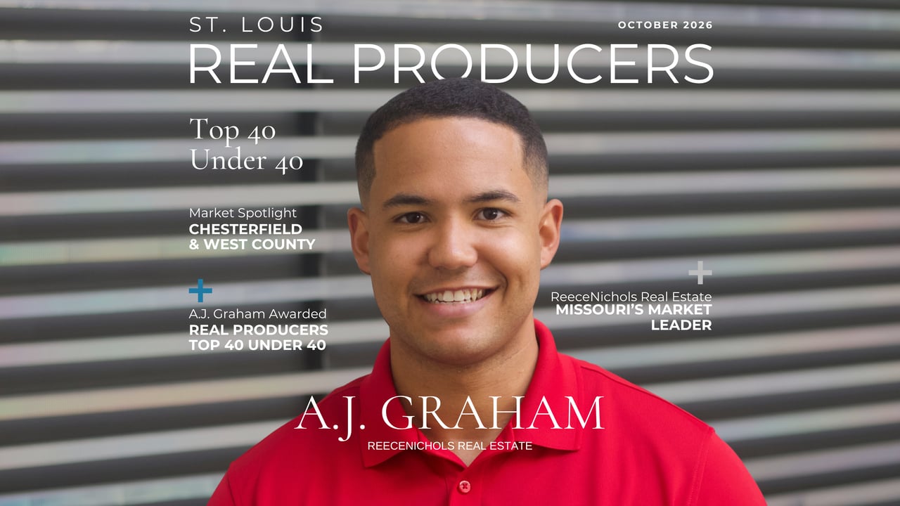 A. J. Graham is featured as a St. Louis Real Producers Top 40 Under 40 honoree.
