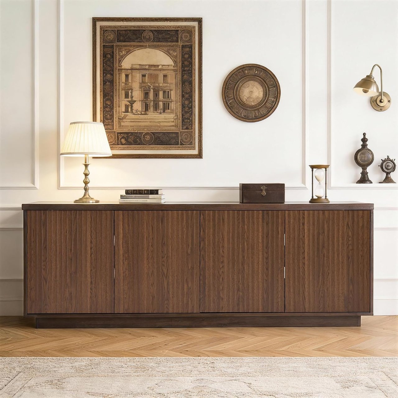 Fluted Buffet Cabinet with Storage,