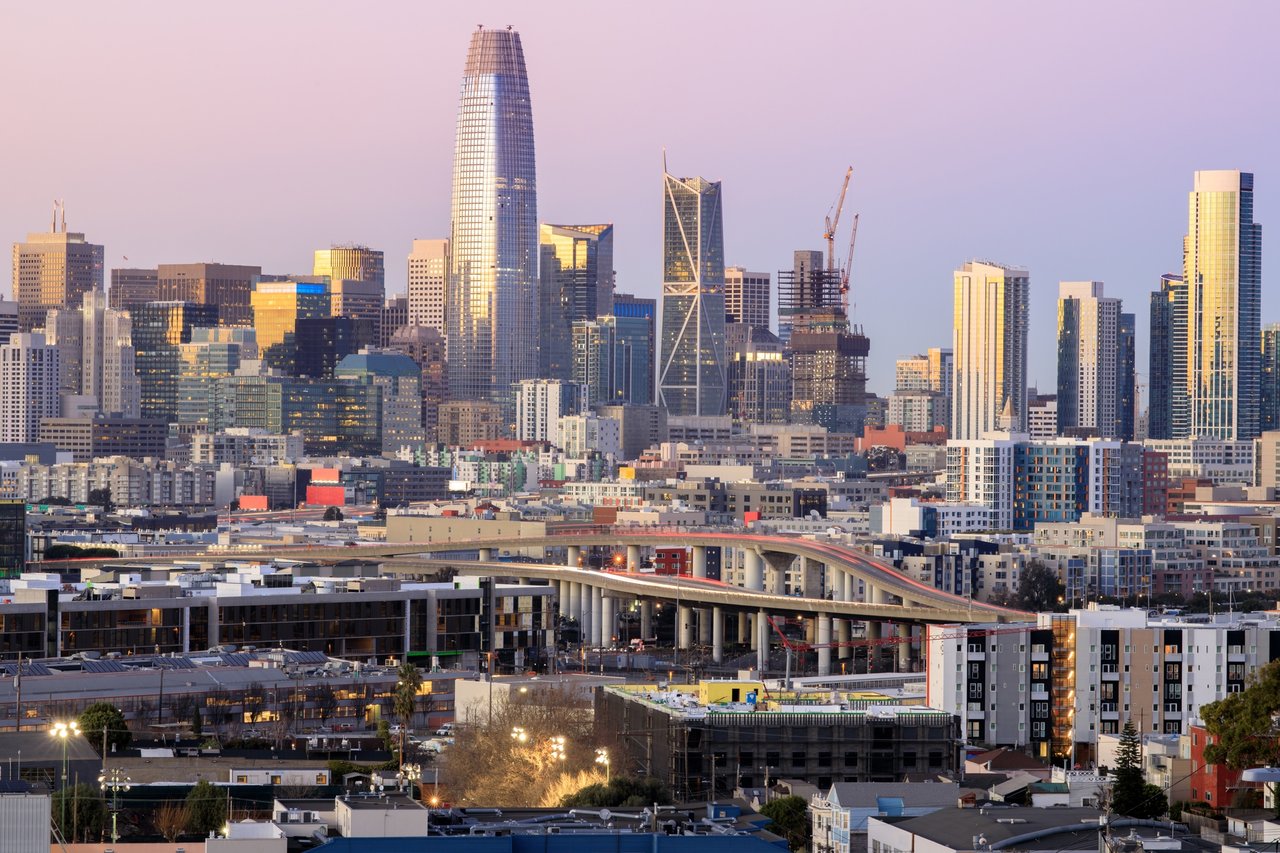 Aerial view from Potrero Hill looking towards Downtown San Francsico