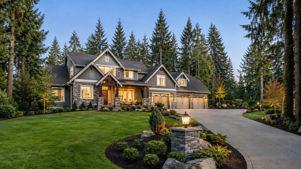  Luxury home on a large wooded lot in Maple Valley, Washington.