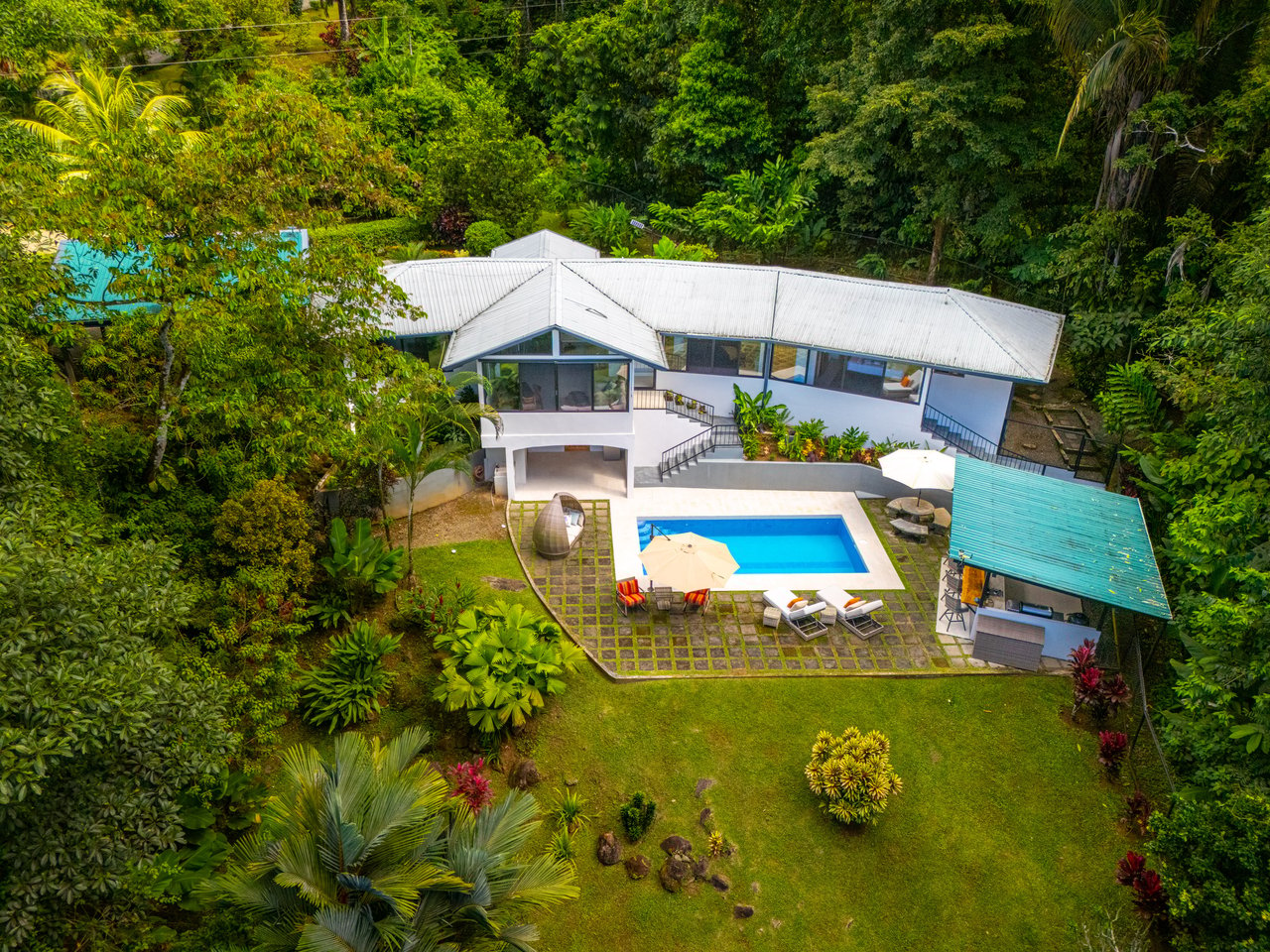 Modern Jungle Paradise, Bordered by River on 2.14 acres