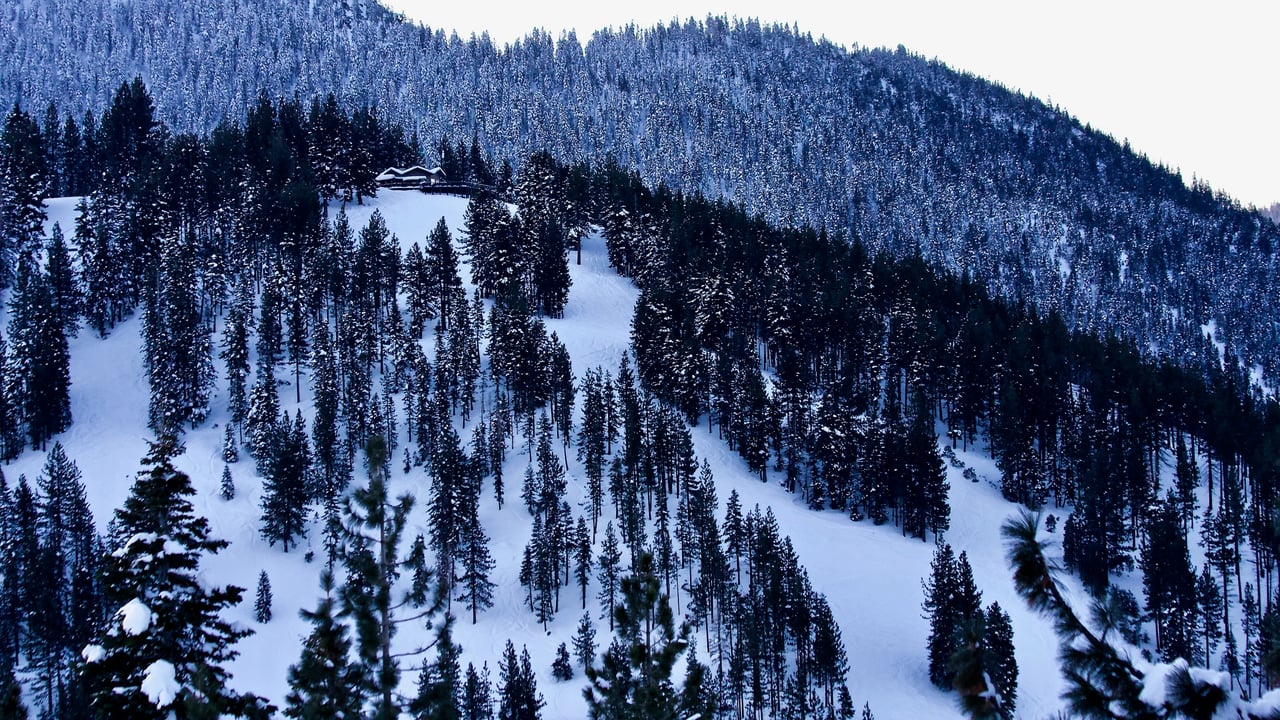 Diamond Peak Ski Resort slopes overlooking Lake Tahoe in Incline Village, Nevada