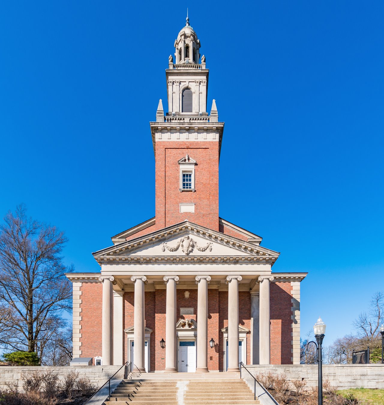 Swasey Chapel with its landmark tower on the Denison University campus in Granville, Ohio
