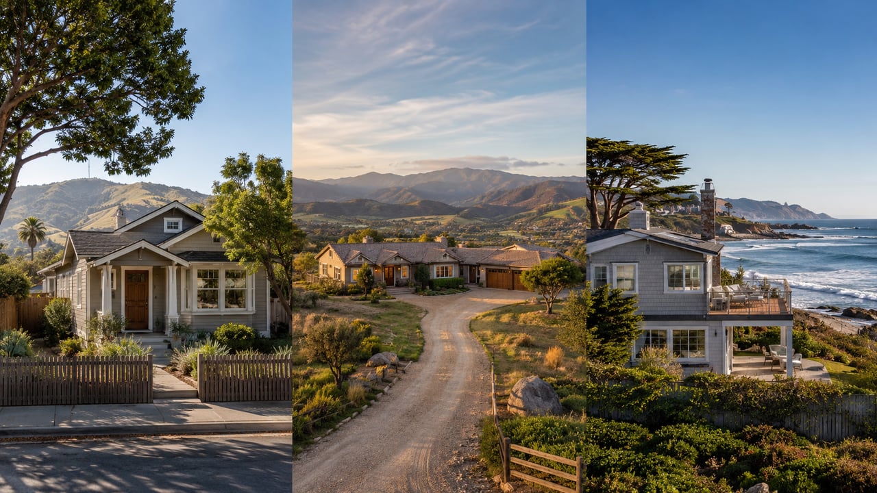 Three different San Luis Obispo County homes representing choices involving location, space, condition, and lifestyle.