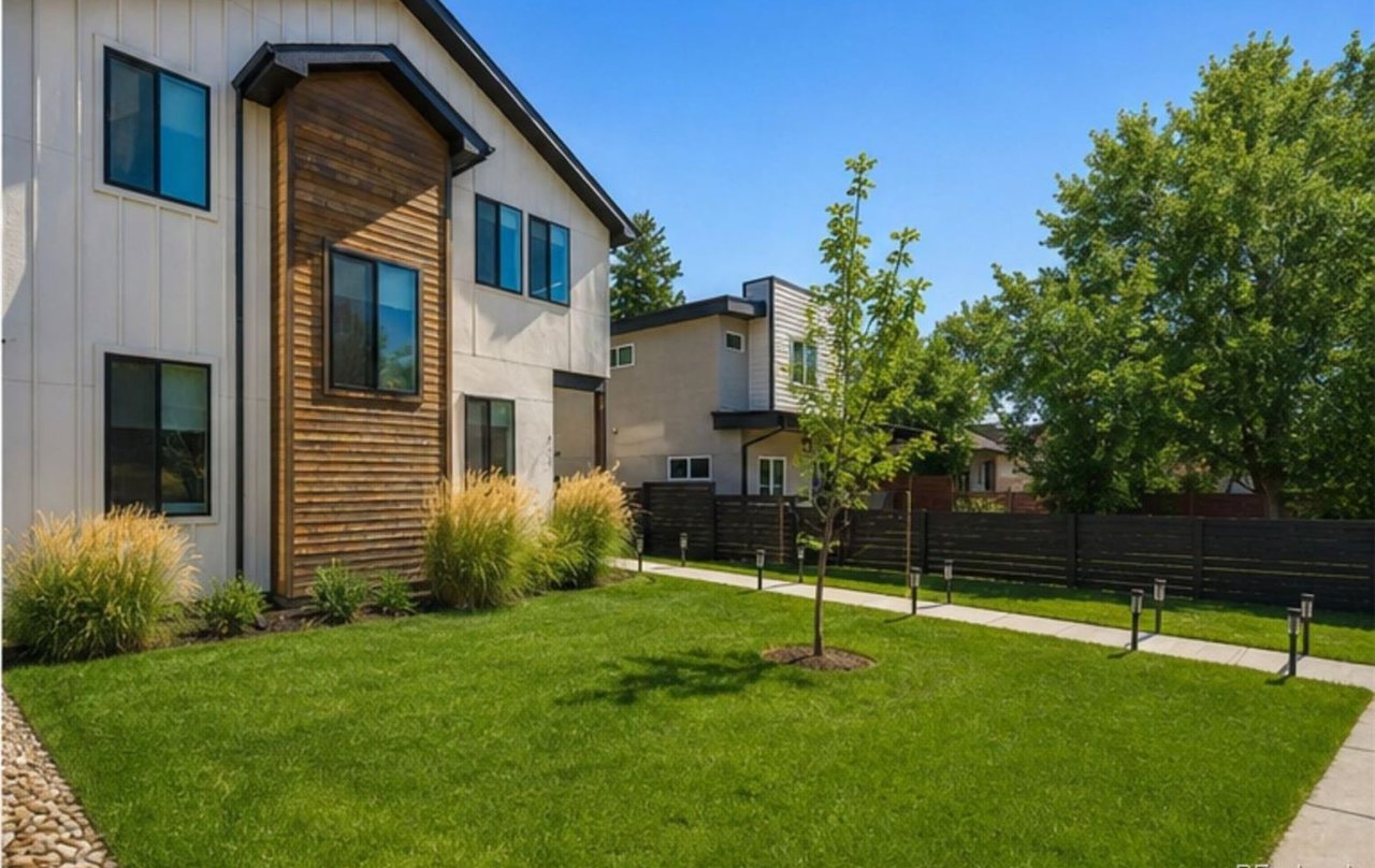 Contemporary exterior of a modern home for lease in Denver’s Sunnyside neighborhood