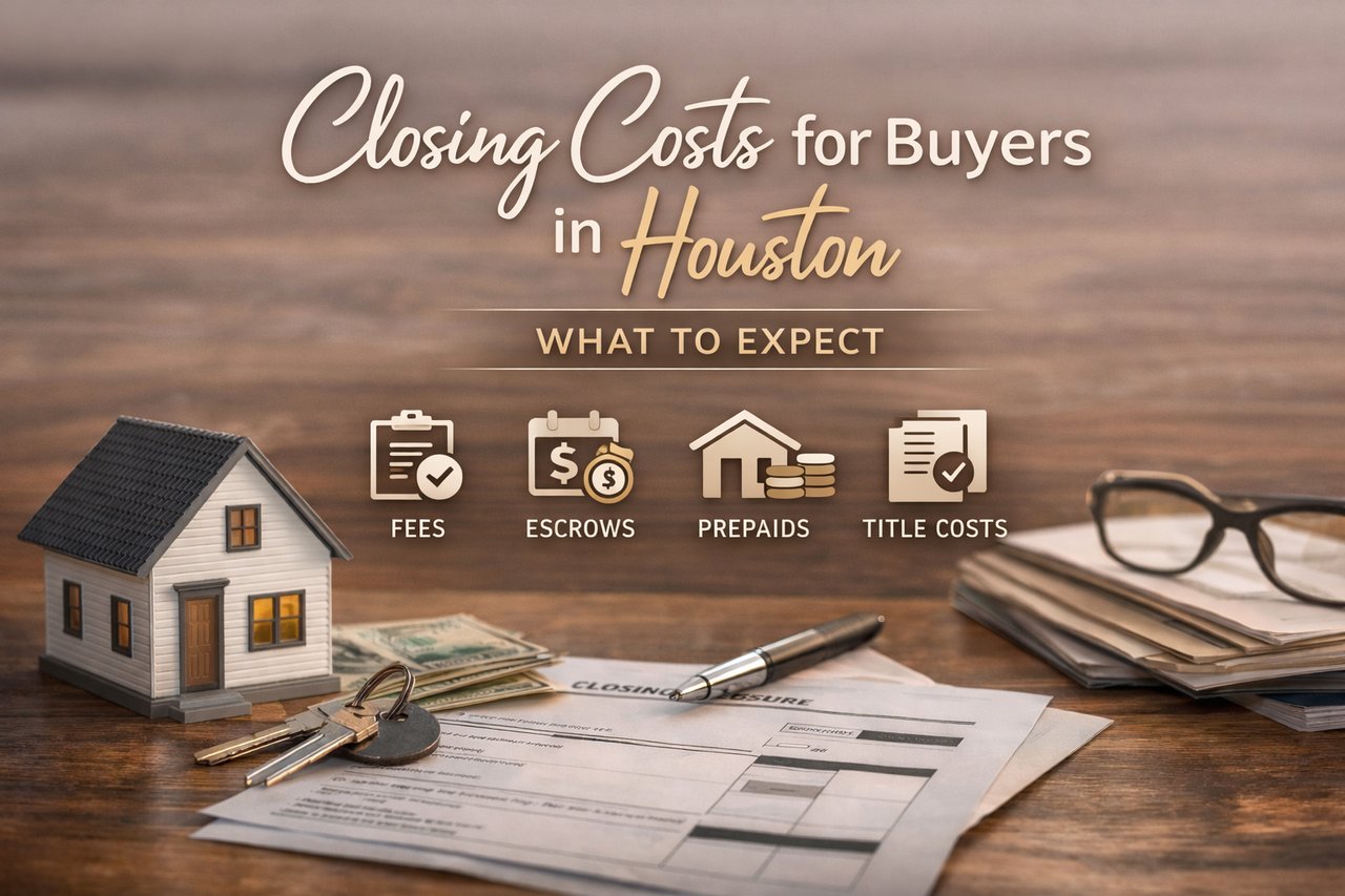 Closing costs for Houston home buyers including fees, escrows, prepaids, and title costs