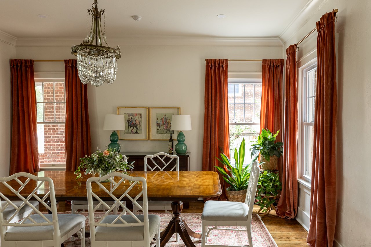 1925 historic Georgian Colonial Revival dining room with vintage fixtures in Gatewood