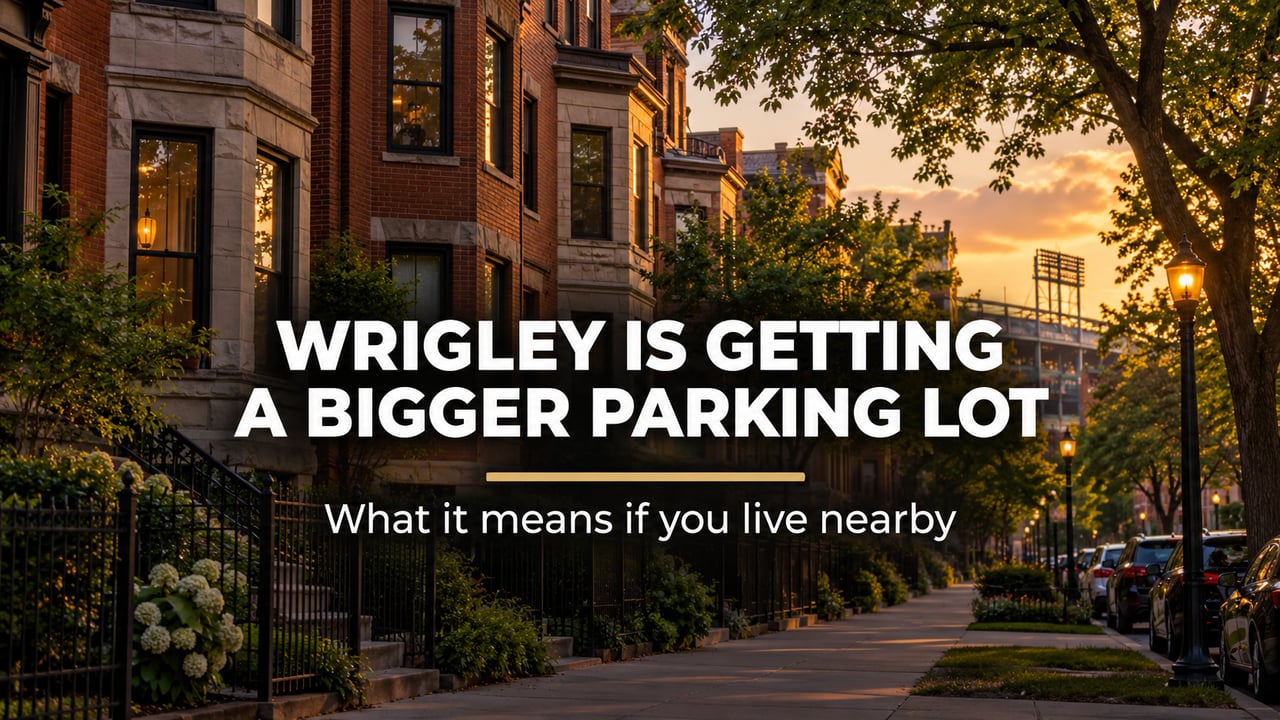 Wrigley Field and the surrounding Lakeview neighborhood in Chicago