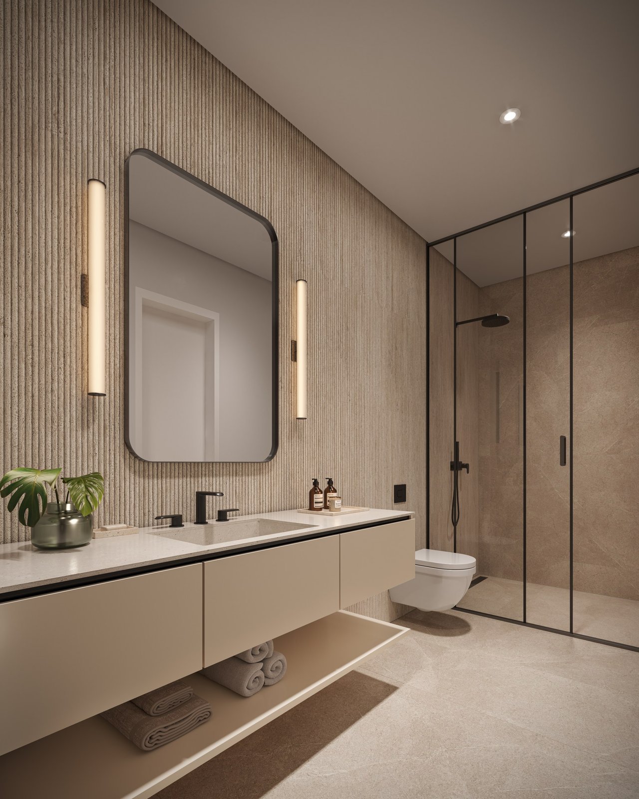 Rendering of the residence bathroom at Colette Residences in South Brickell, Miami.