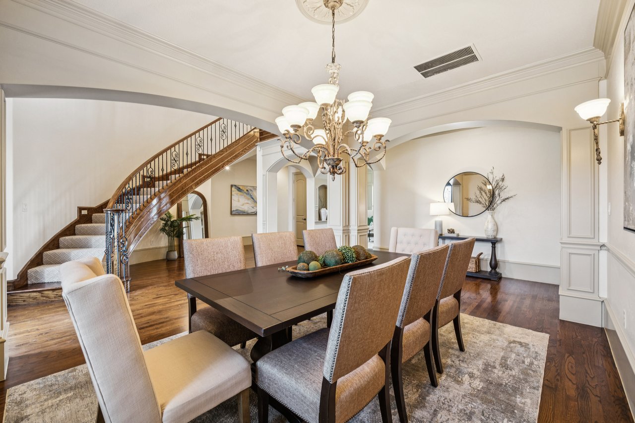 formal dining with  extensive millwork